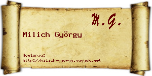 Milich György névjegykártya