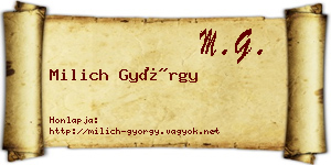 Milich György névjegykártya